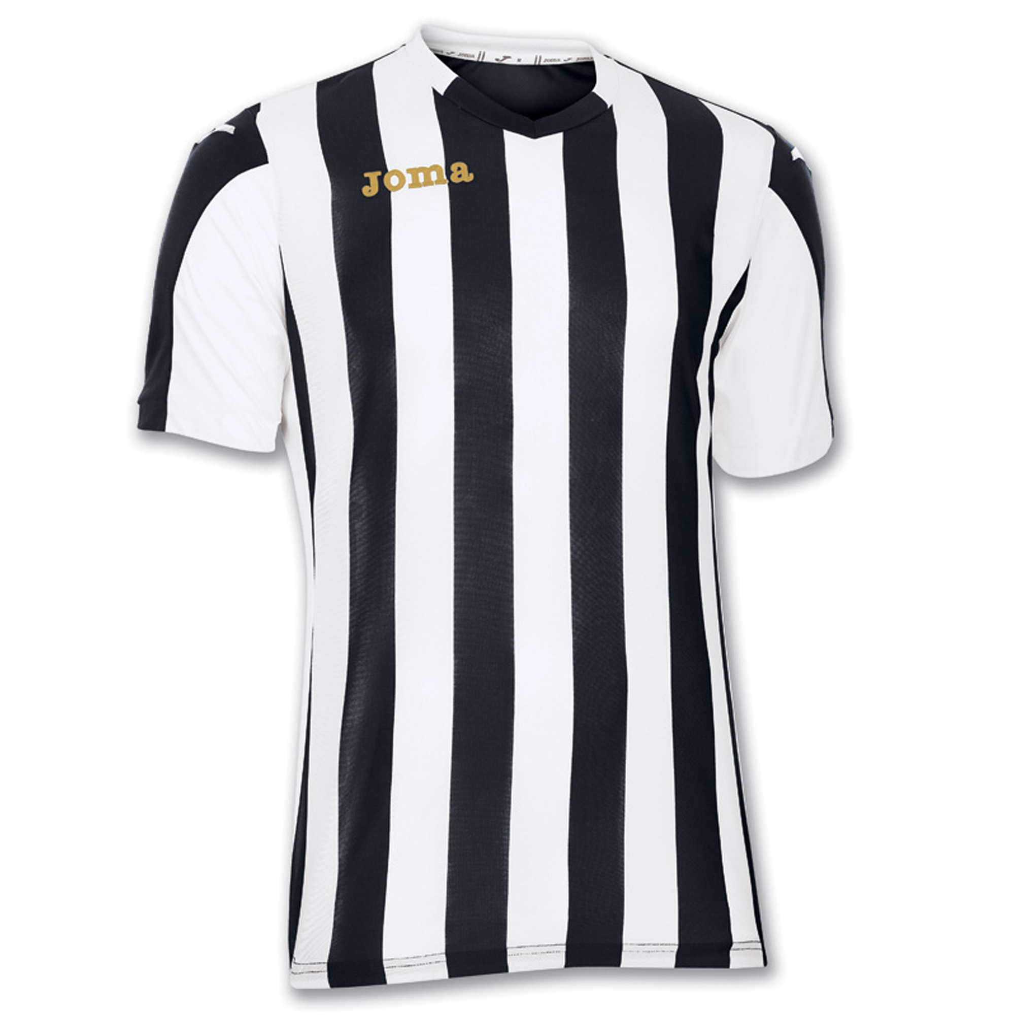 camiseta blanca y negra a rayas futbol
