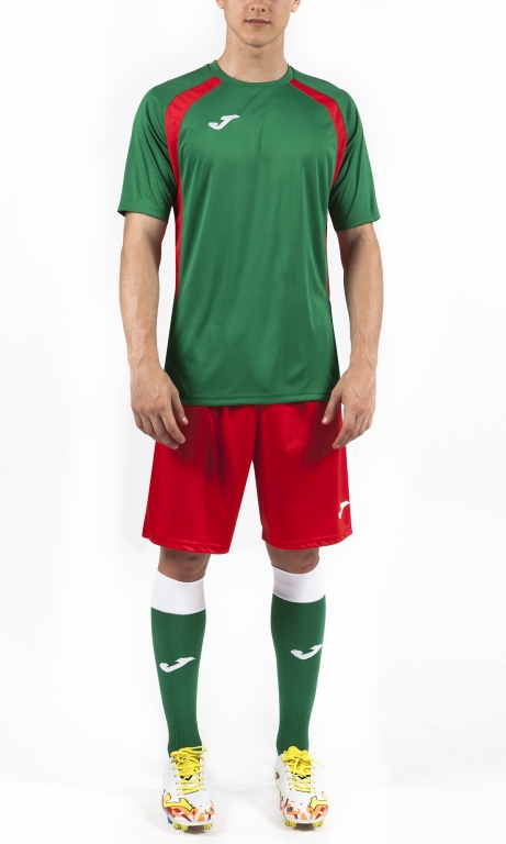 camisetas de futbol color verde y rojo